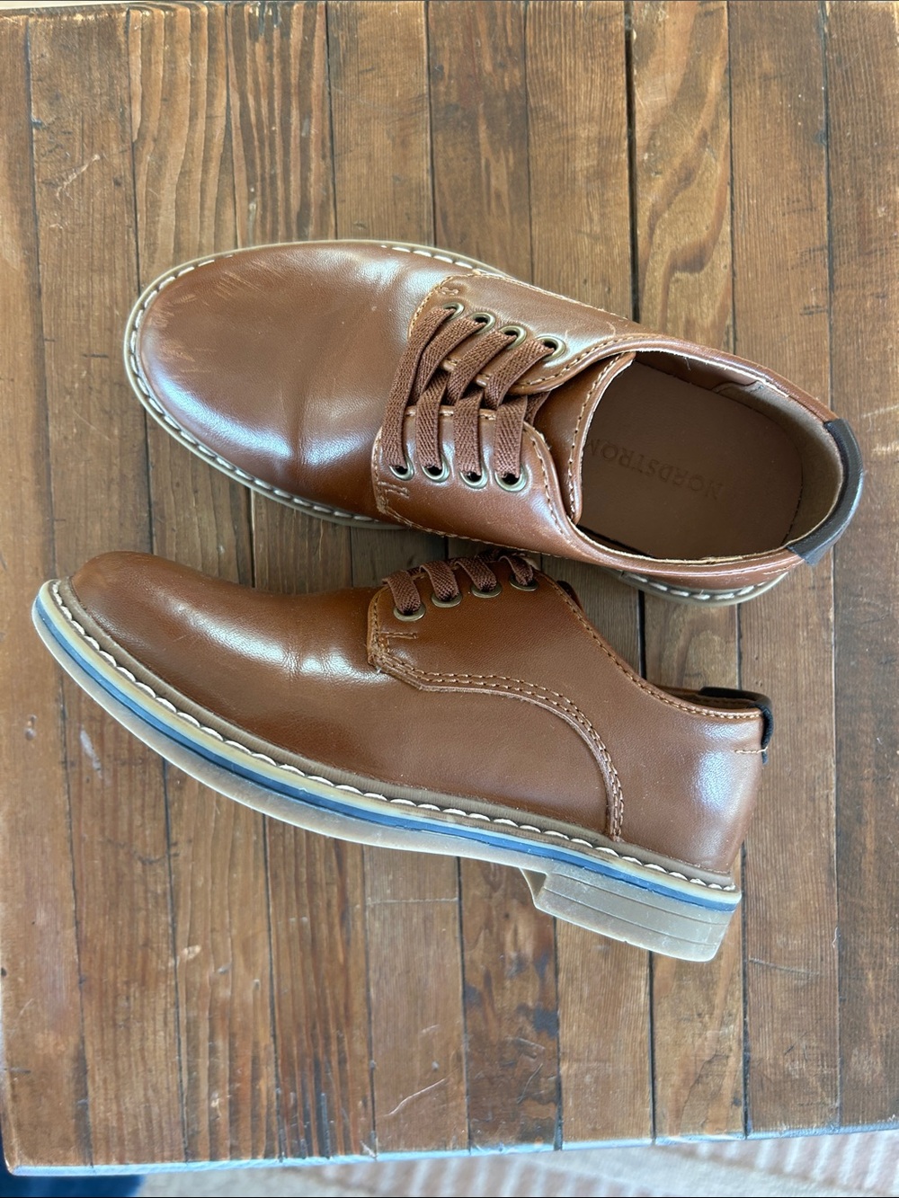 Nordstrom Kids Brown Leather Lace-Up Dress Shoes